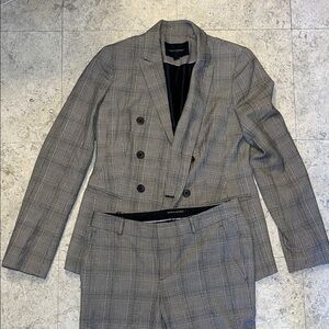 Banana Republic Women’s Gray Plaid Double Breasted Blazer & Pant Suit Set